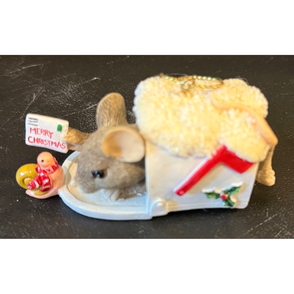 Charming Tails Fitz Floyd Special Delivery Christmas Ornament Mouse in Mailbox‎